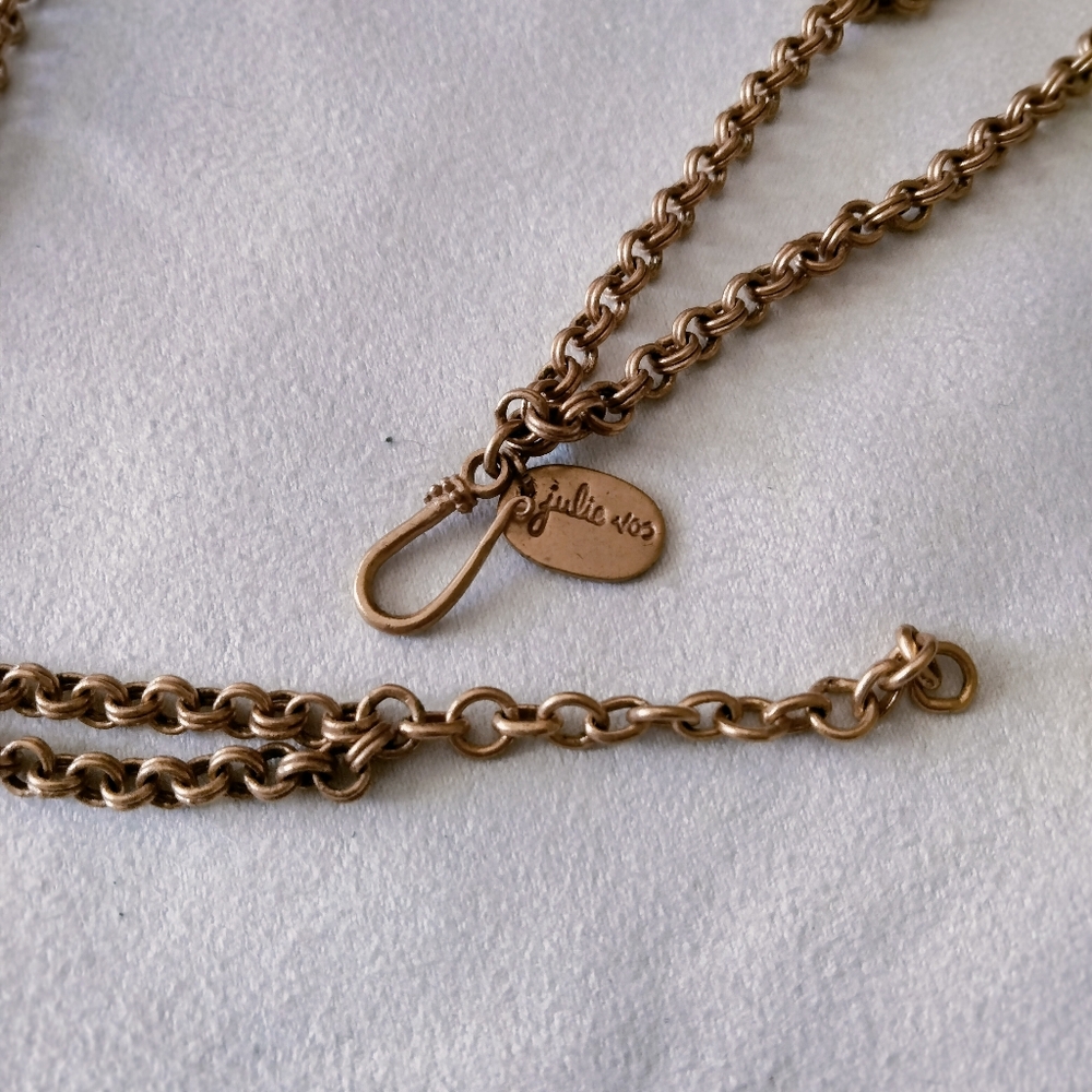 Julie Vos Dual Layered 24k Gold Plated Gold Medallion and Smokey Quartz Necklace - Picture 4 of 11